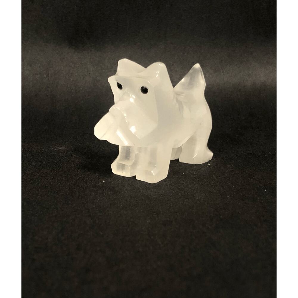 scottie dog carved polished natural stone small figurine 2 inches miniature